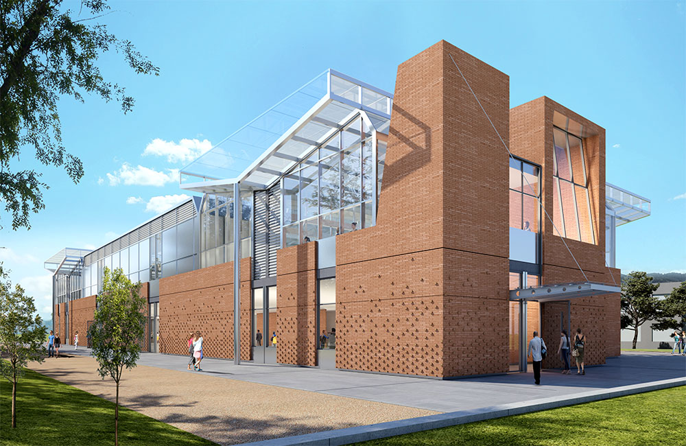 Image 3. Rendering showing front view of building facility.