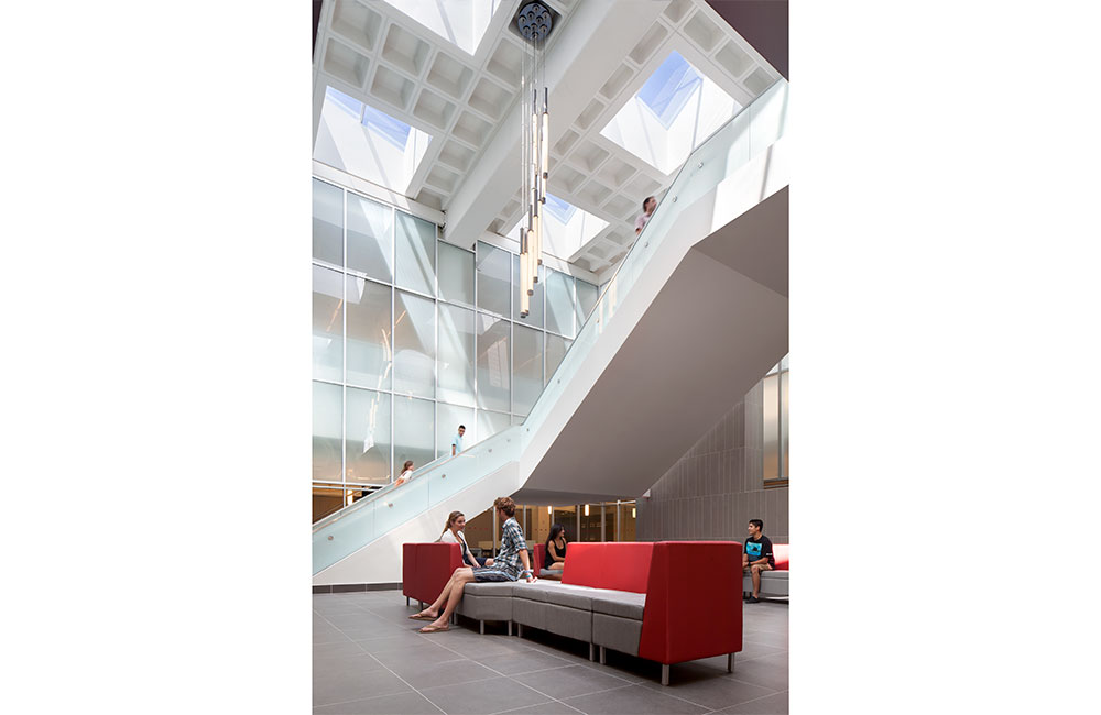 Image 2. A different view of the central atrium shot from the opposite corner, looking towards the skylights above.