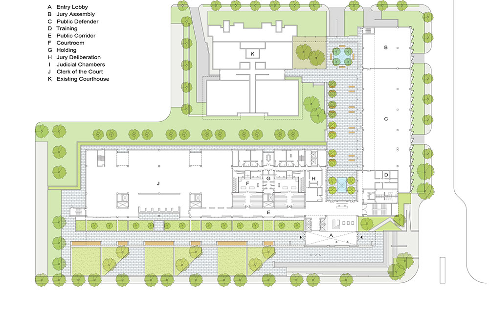 Image 2. Lower level plan of courthouse.