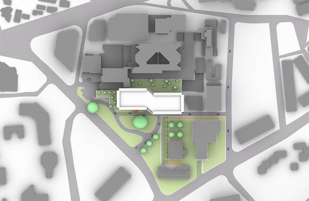 Image 7. Site plan showing rectiliner central building.