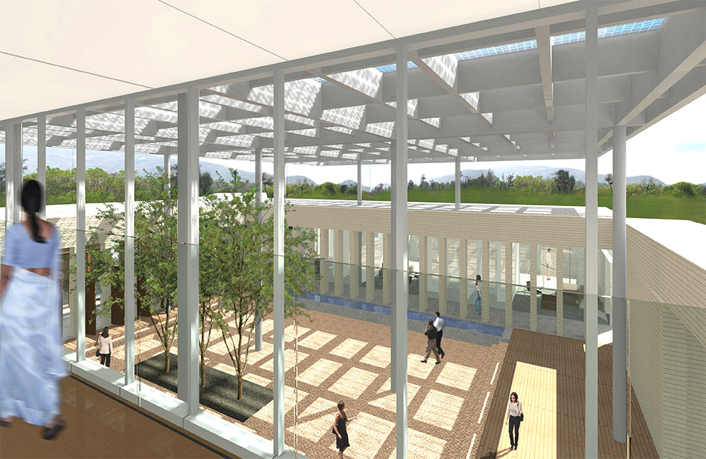 Image 5. Rendering of courtyard from second level walkway perspective.